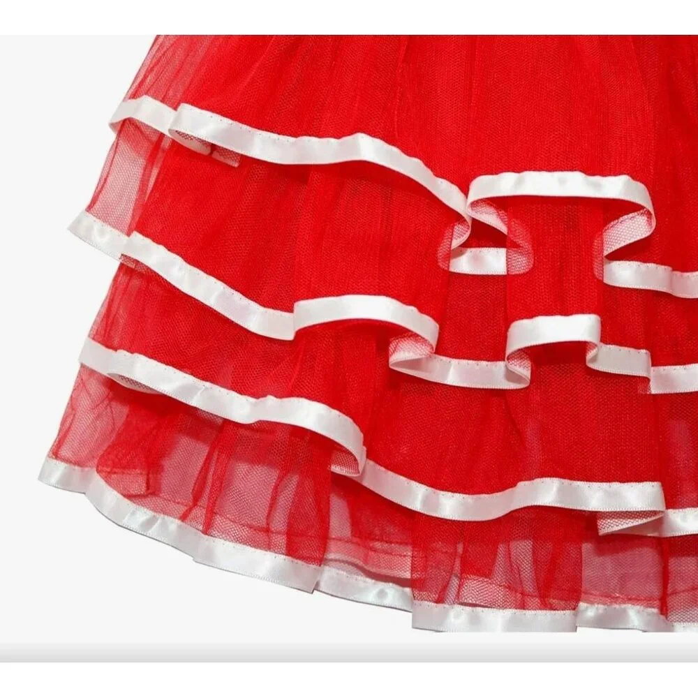 Tortoise & Rabbit® Girls Tulle Tutu Skirt Red and White Size 9-12 yrs Dance - Picture 2 of 3